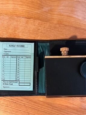 On the Green & Marlborough of England Flask and Golf Score Card Holder